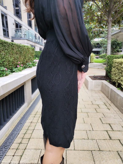 Hermes cashmere black skirt size 40fr
