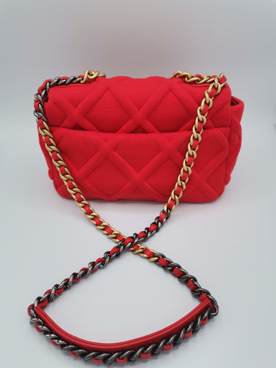 CHANEL 19 flap bag in red wool