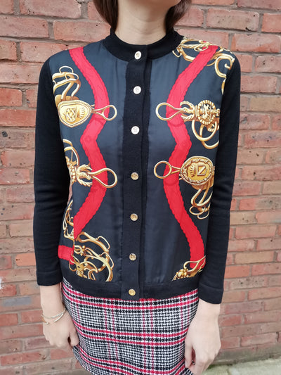 HERMES silk print cardigan