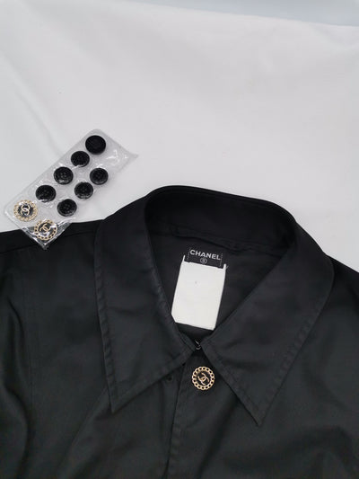 CHANEL vintage black trench with CC gold buttons