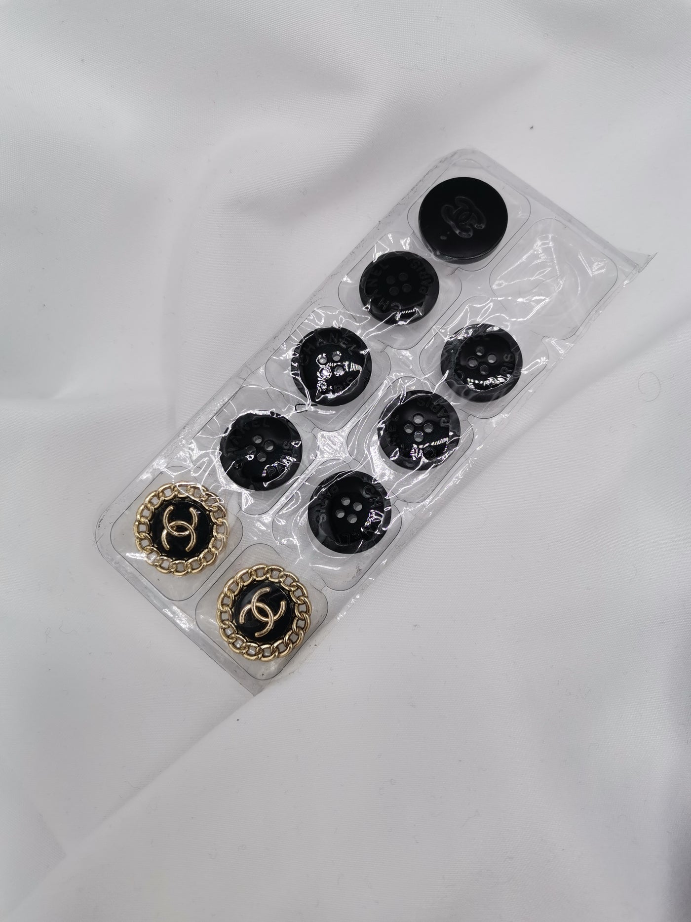 CHANEL vintage black trench with CC gold buttons