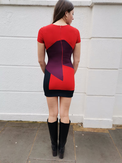 VERSACE red colour block dress size 36