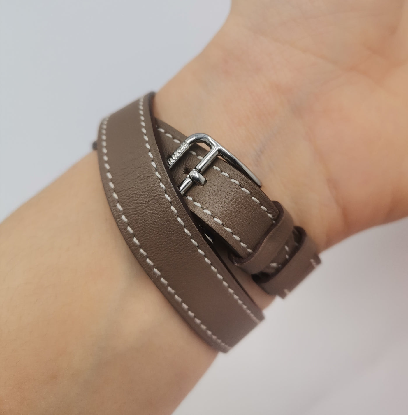 HERMES Cape Code watch étoupe with silver hardware