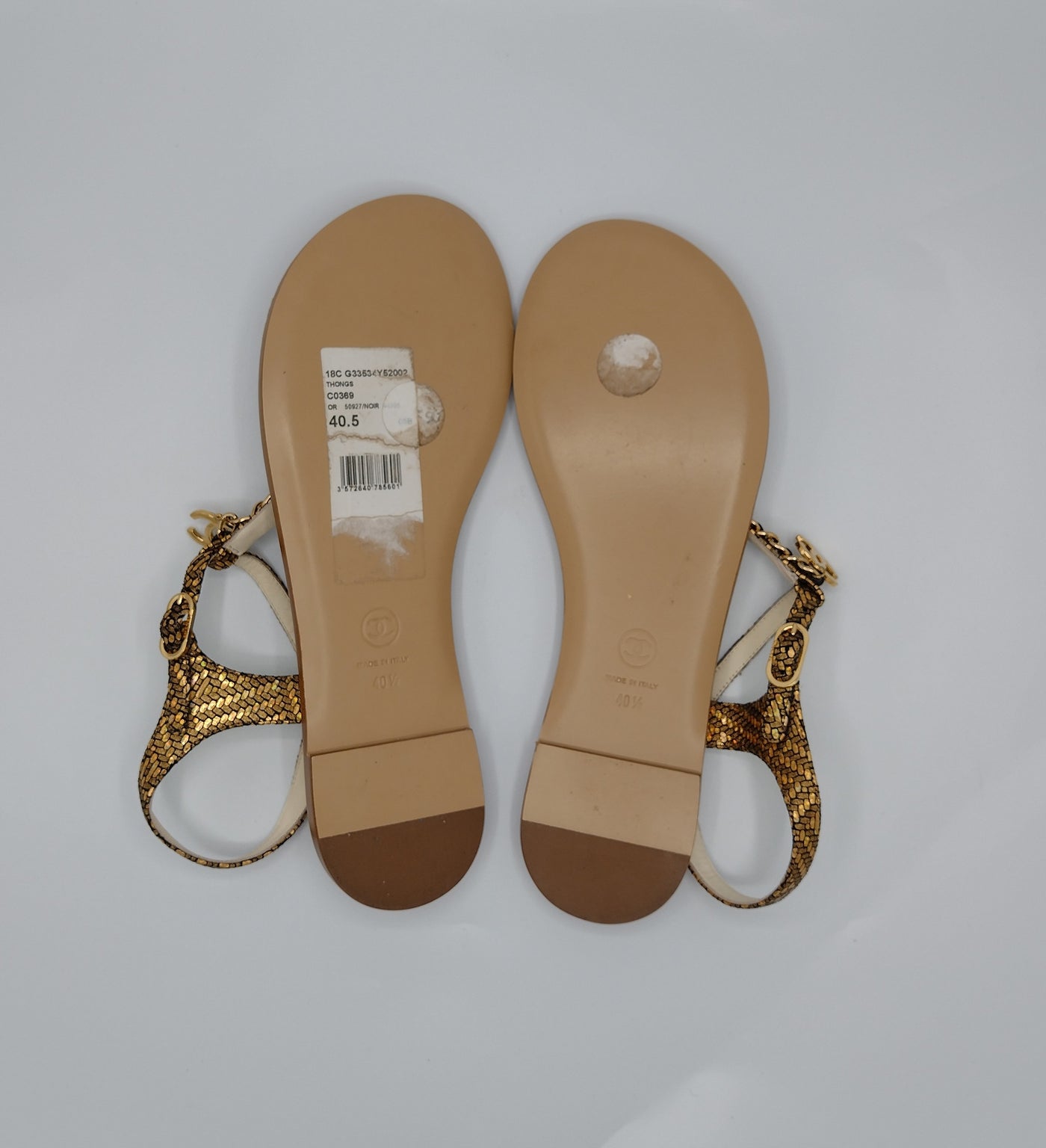 CHANEL sandals cc gold interlock chain and velvet size 40.5 never worn