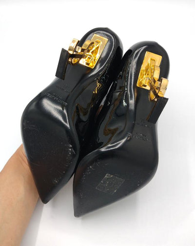 SAINT LAURENT Opyum heels patent and gold size 36 current RRP £930