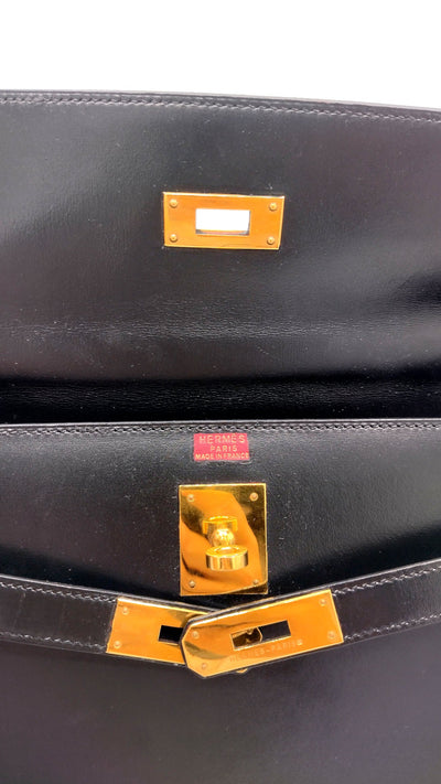 HERMES Kelly 32 vintage Box Calf with Gold Hardware