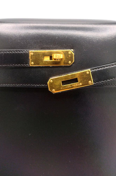 HERMES Kelly 32 vintage Box Calf with Gold Hardware
