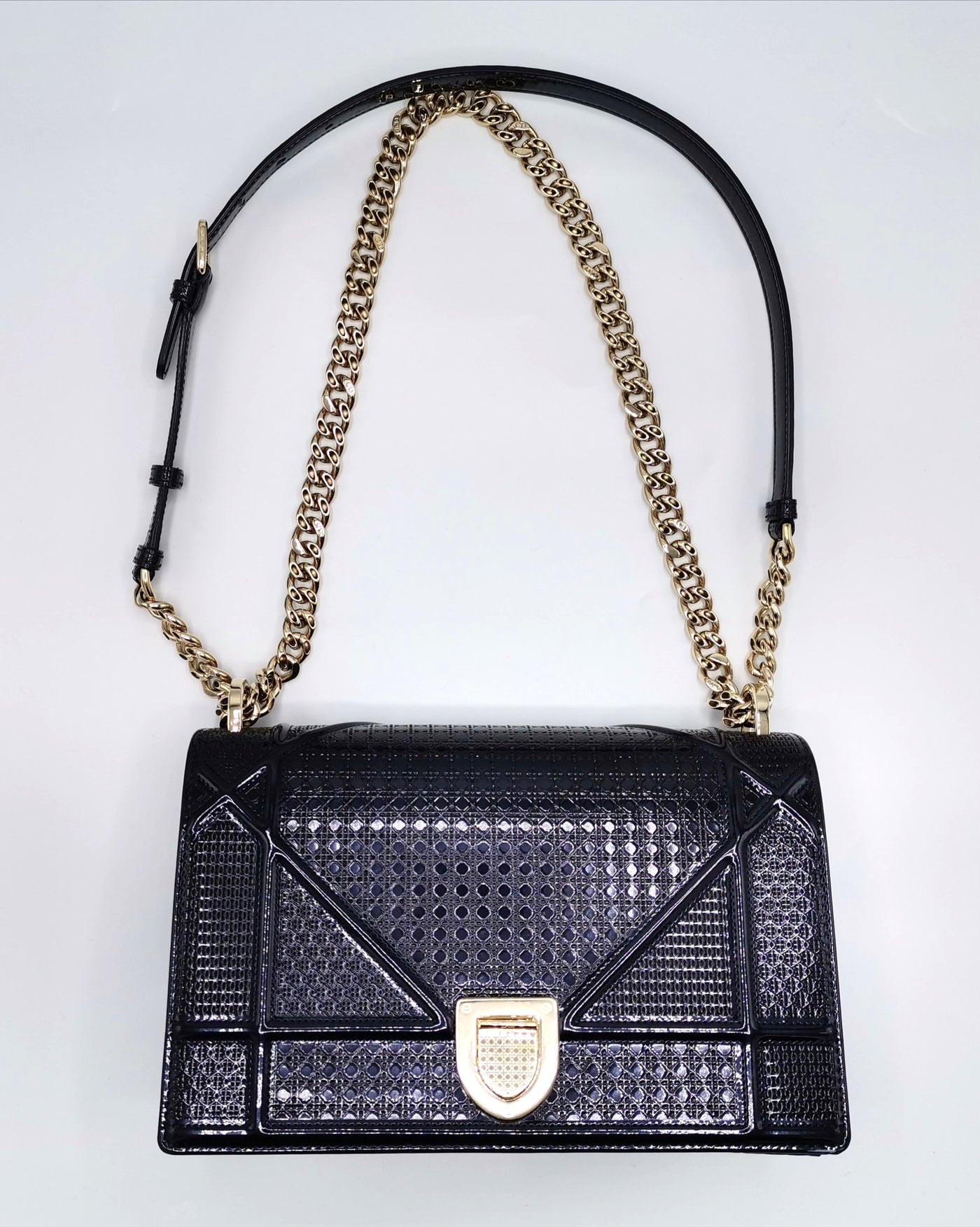 CHRISTIAN DIOR Diorama Metallic Blue Bag w/ Gold Hardware RRP $3900