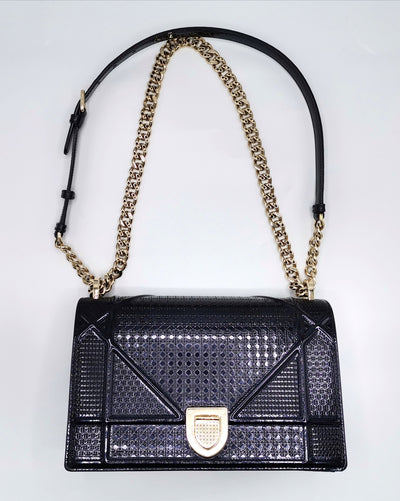 CHRISTIAN DIOR Diorama Metallic Blue Bag w/ Gold Hardware RRP $3900