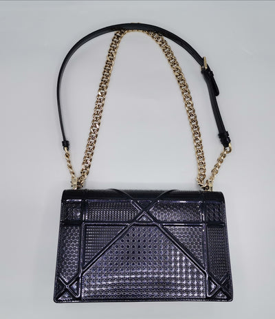 CHRISTIAN DIOR Diorama Metallic Blue Bag w/ Gold Hardware RRP $3900