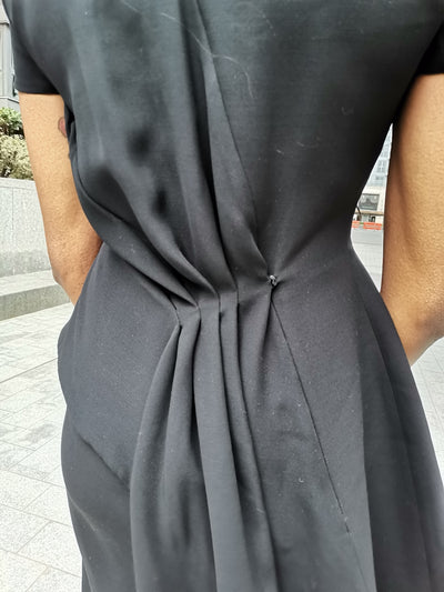 Christian Dior black peplum dress with panel size uk14