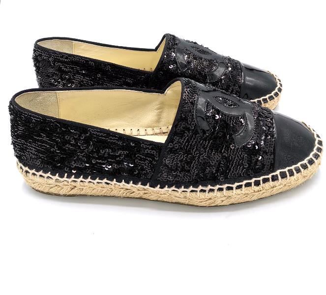 CHANEL sequin espadrilles size 39 with box RPP £620