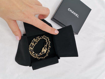 CHANEL rare chocker cc turnlock intertwined leather chain spring 2012