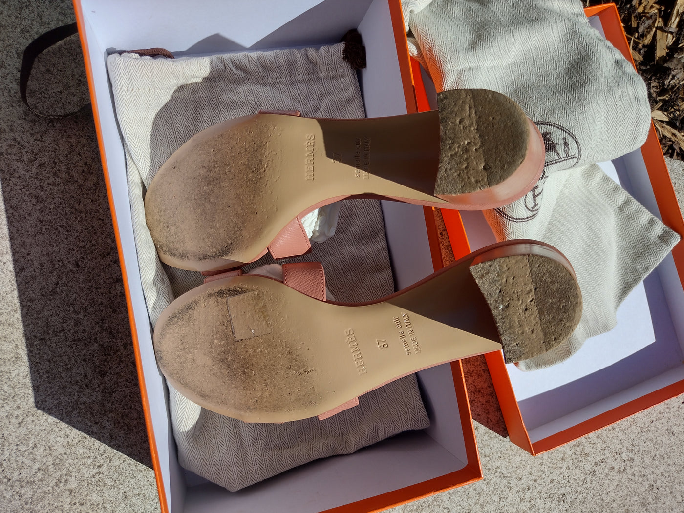 Hermes Oasis sandals epsom full set size 37 RRP £580