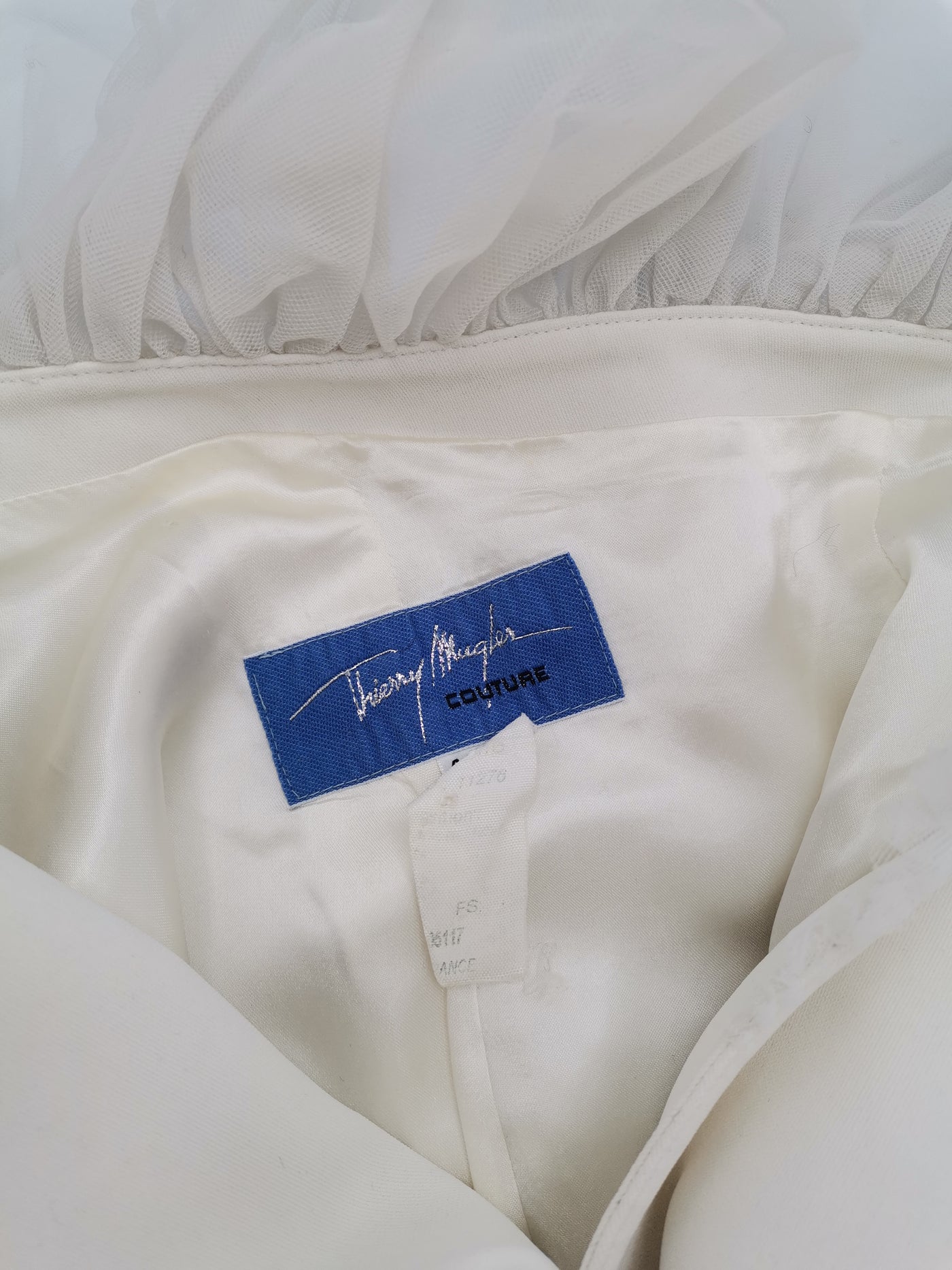 THIERRY MUGLER Couture *vintage* white tulle crystals blazer size 40