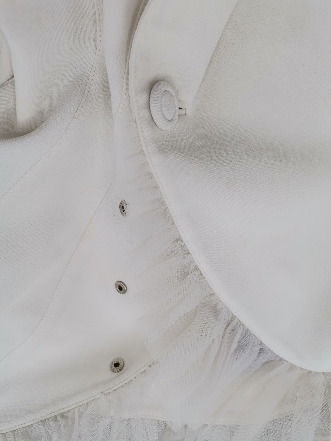 THIERRY MUGLER Couture *vintage* white tulle crystals blazer size 40