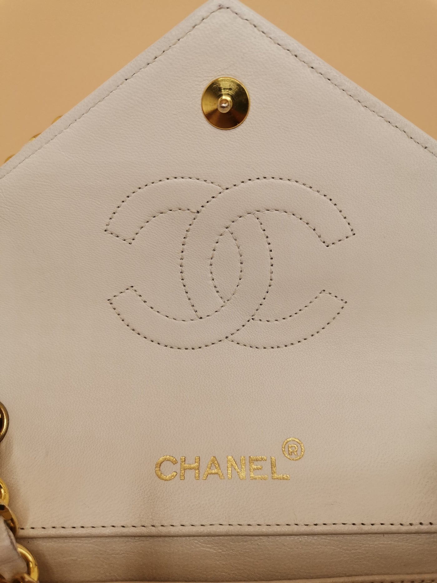 CHANEL Rare 1989 Mini Envelope Flap Bag White CC 24K GHW