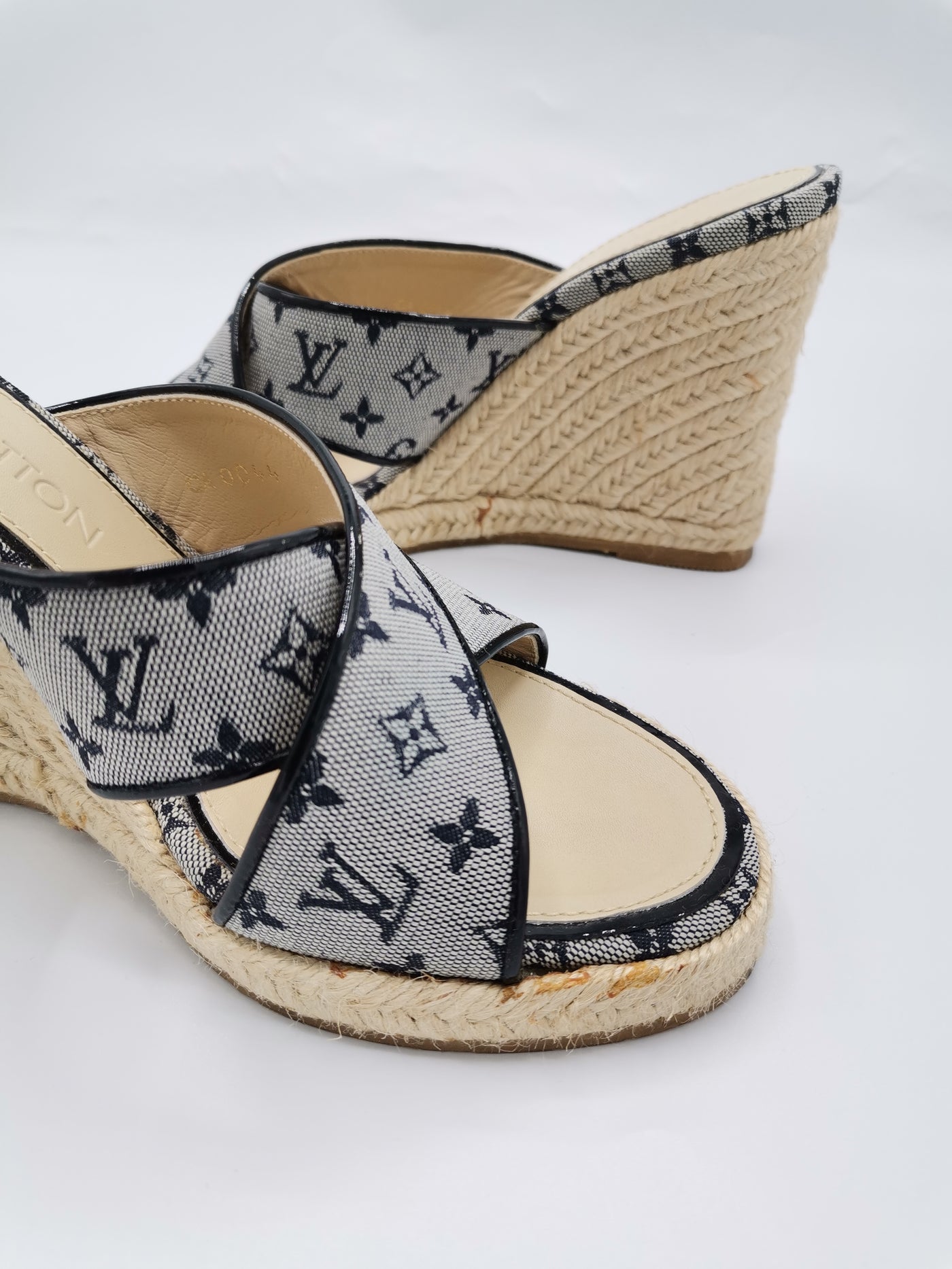 LOUIS VUITTON Monogram Mules Wedges size 36.5 with box