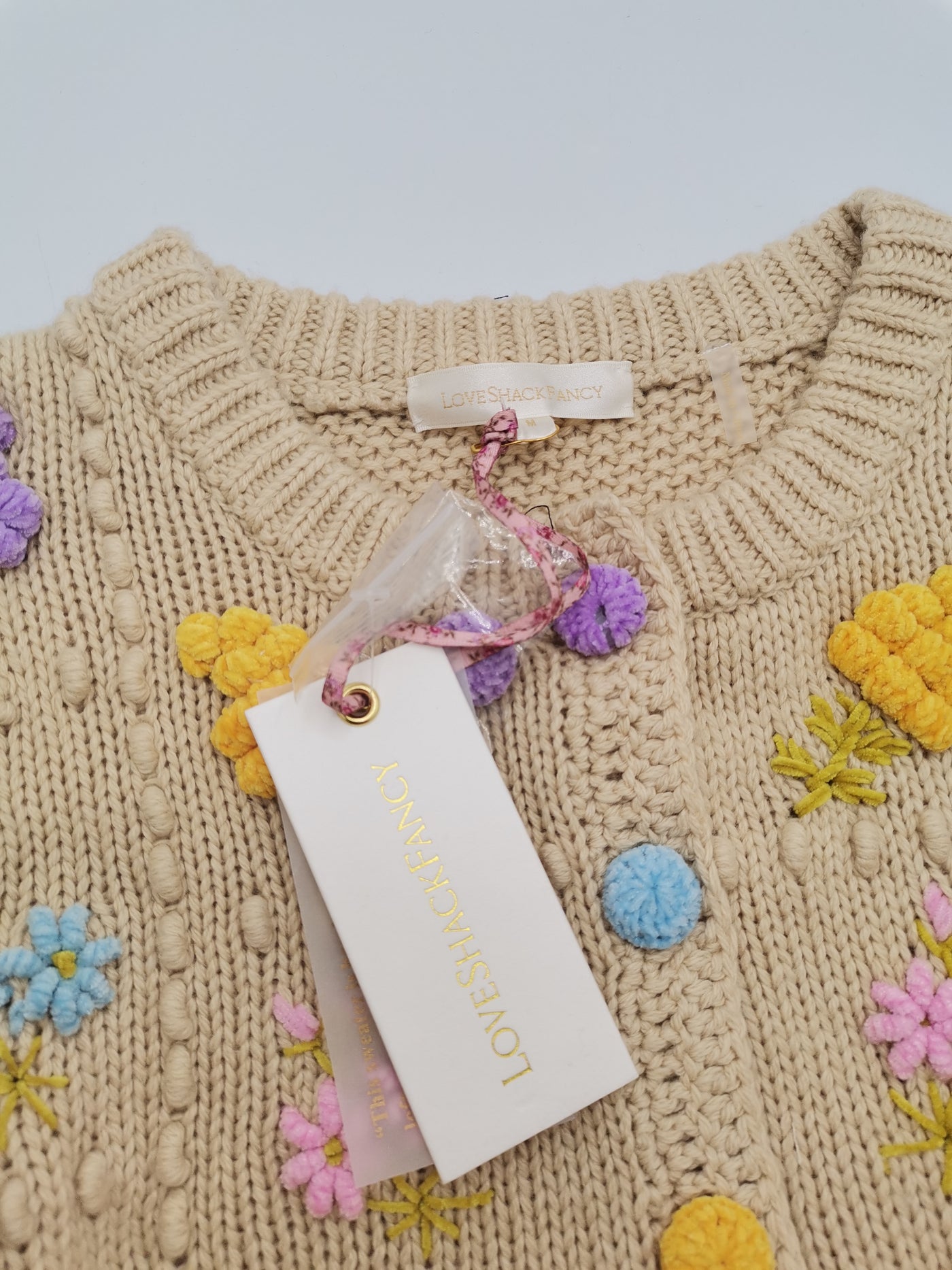LOVE SHACK FANCY knit cardigan oatmeal new with tag RRP: $445
