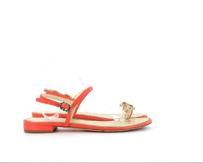 CHANEL Orange Gold, Emerald ring sandals size 39