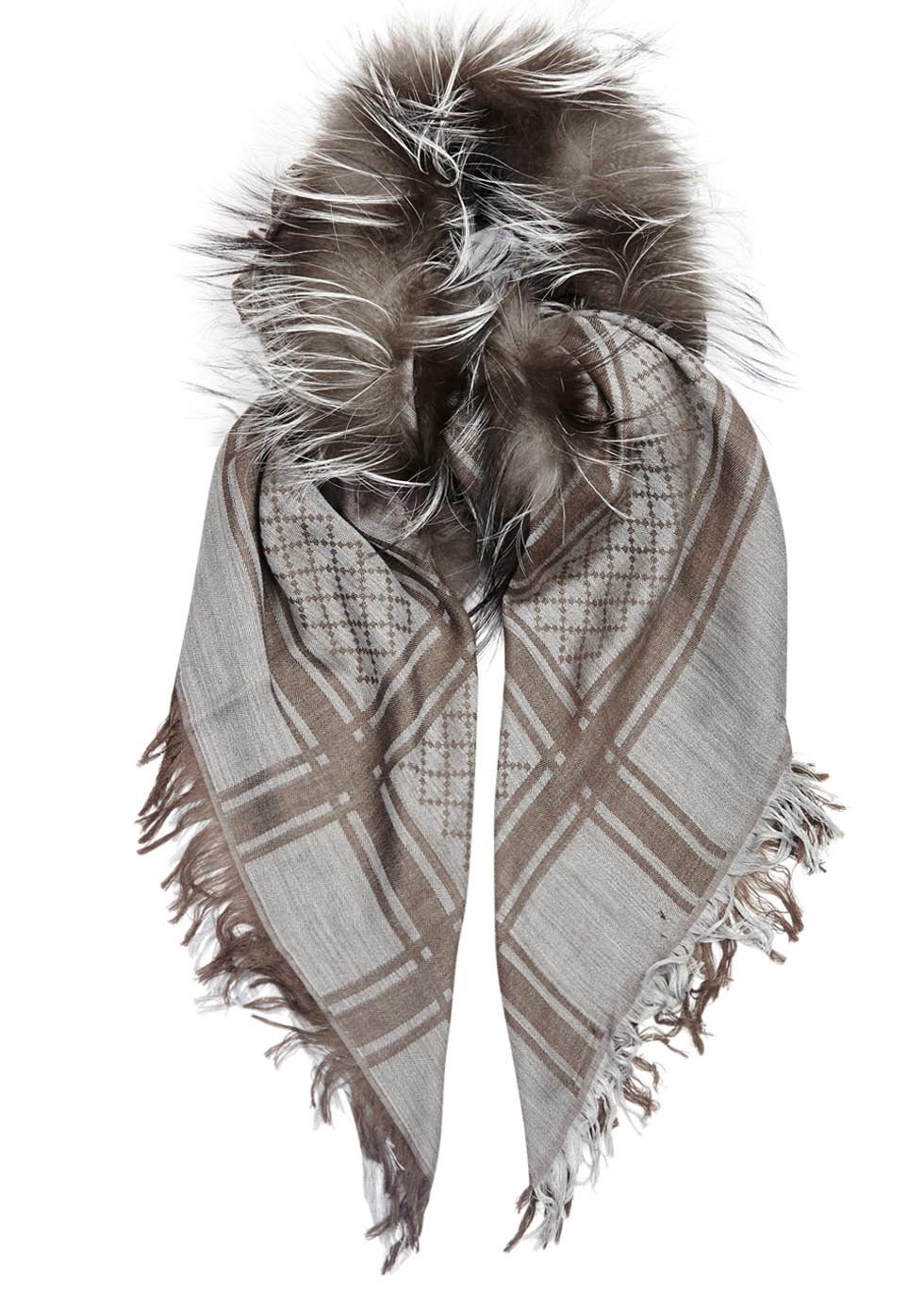 Gucci shawl with fox fur trim RRP £440