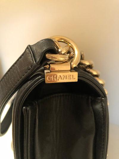 CHANEL Black Boy Bag with Light Gold Hardware RRP: £5200