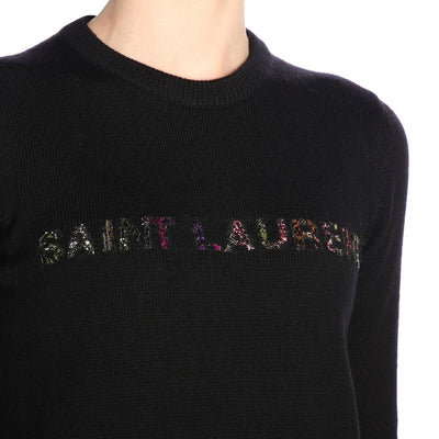 SAINT LAURENT logo beads black jumper size s RRP:£1100