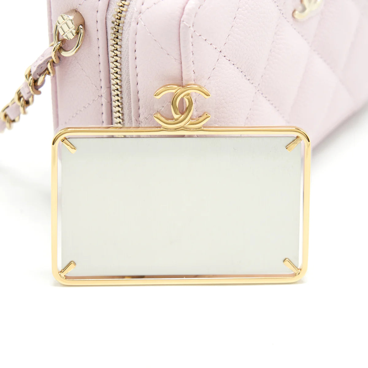 CHANEL 21C Mini Top Handle Vanity Grain Caviar with Light Gold Hardware