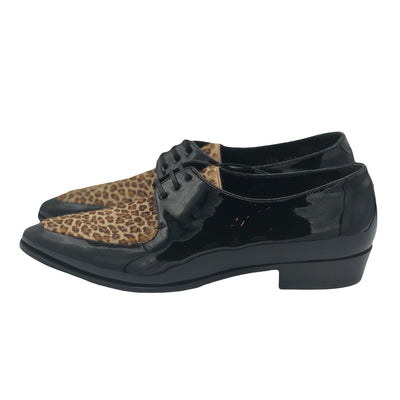 CELINE Patent leather and Leopard ponyskin brogues size 37.5