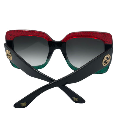 GUCCI oversized glitter red/green sunglasses
