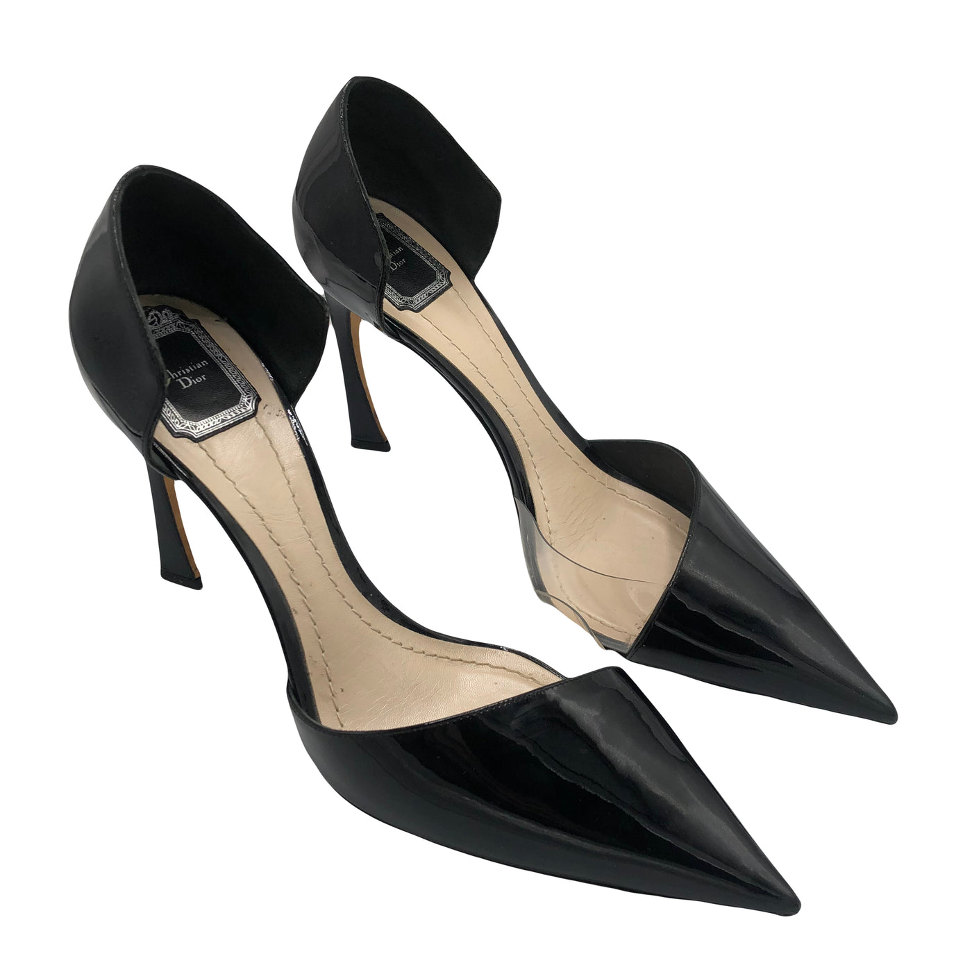 Christian DIOR shaped plexi heels size 41.5