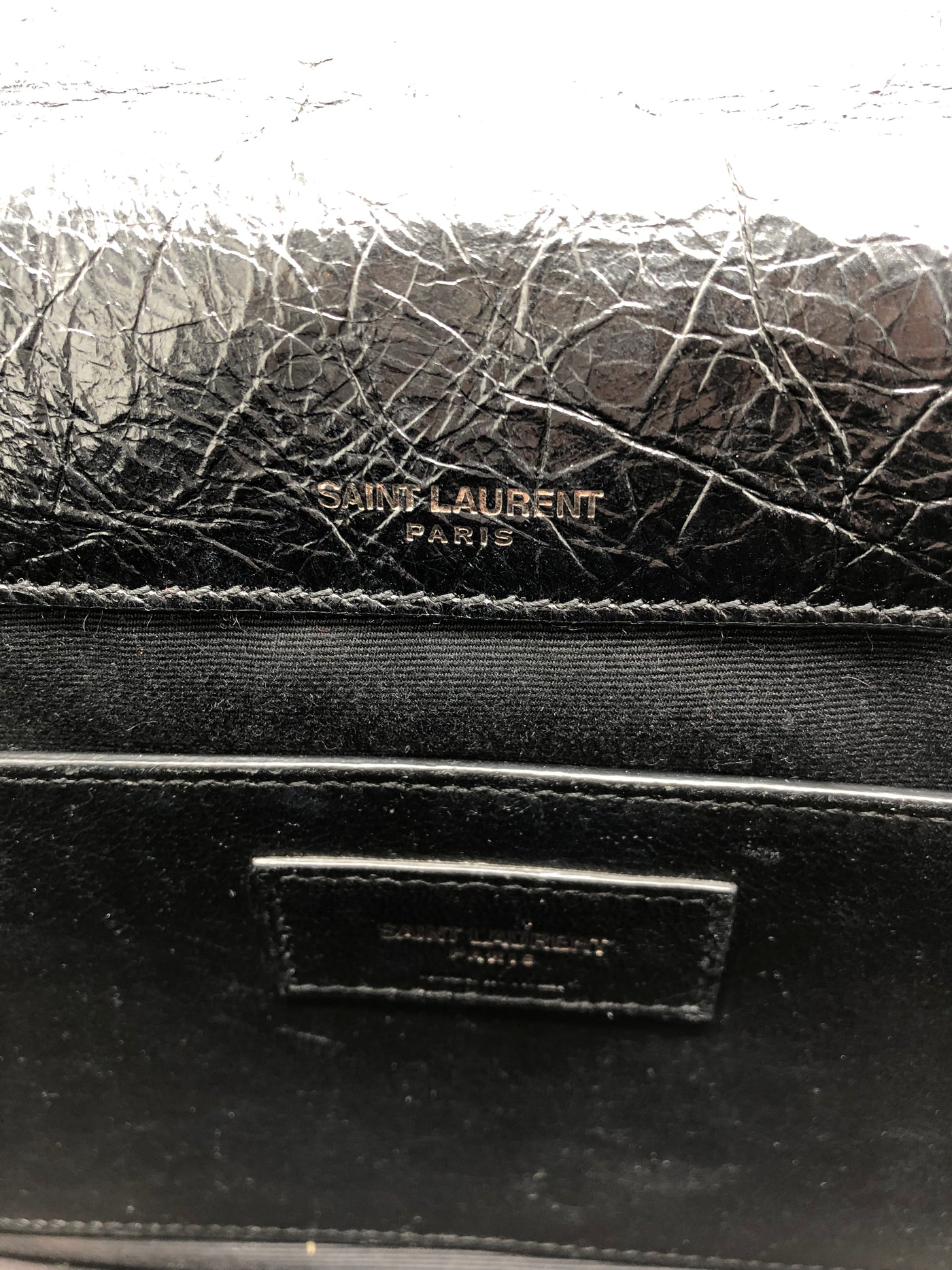 SAINT LAURENT Niki crinkled gloss leather handbag RRP: £2185