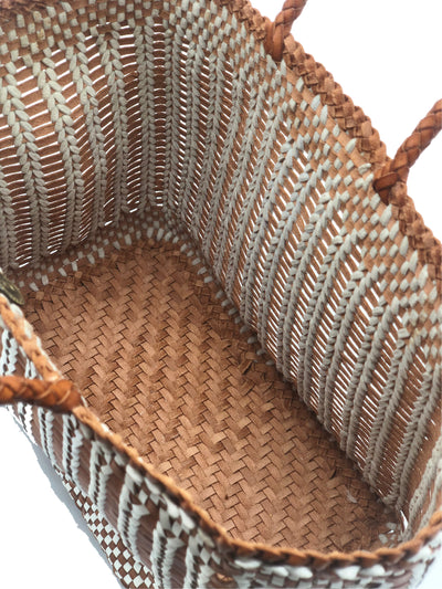 DRAGON Diffusion Small Bali Tan/white bag leather woven basket bag