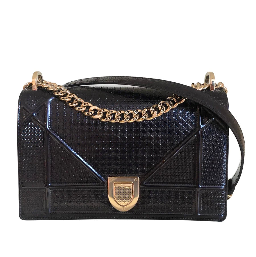 CHRISTIAN DIOR Diorama Metallic Blue Bag w/ Gold Hardware RRP $3900