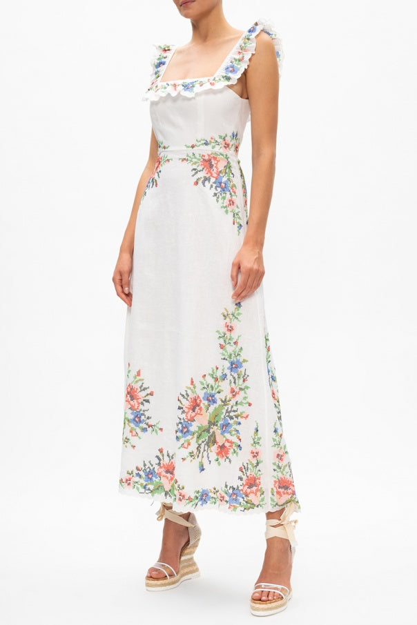 ZIMMERMANN Juliette Linen Embroidery dress RRP: $850