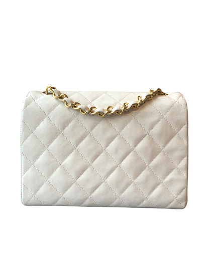 CHANEL Rare 1989 Mini Envelope Flap Bag White CC 24K GHW