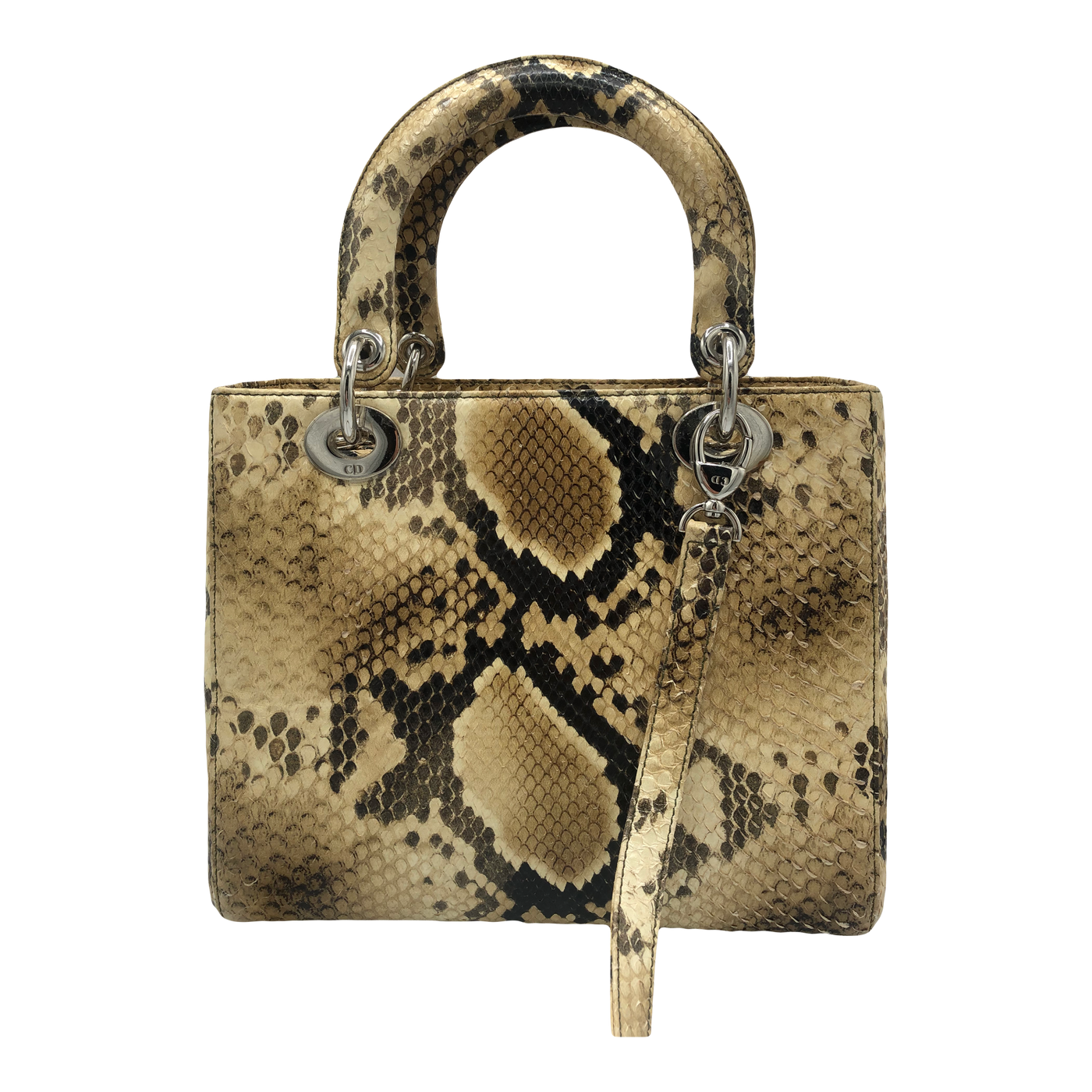 DIOR Lady Dior Medium exotic skin ( snakeskin natural ) handbag with long strap