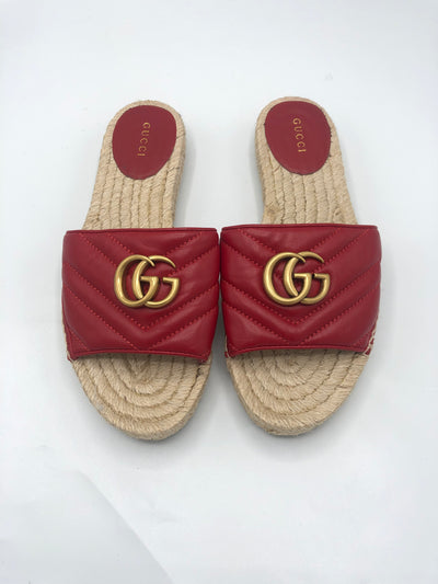 GUCCI red Marmont “GG” Slides size 37.5