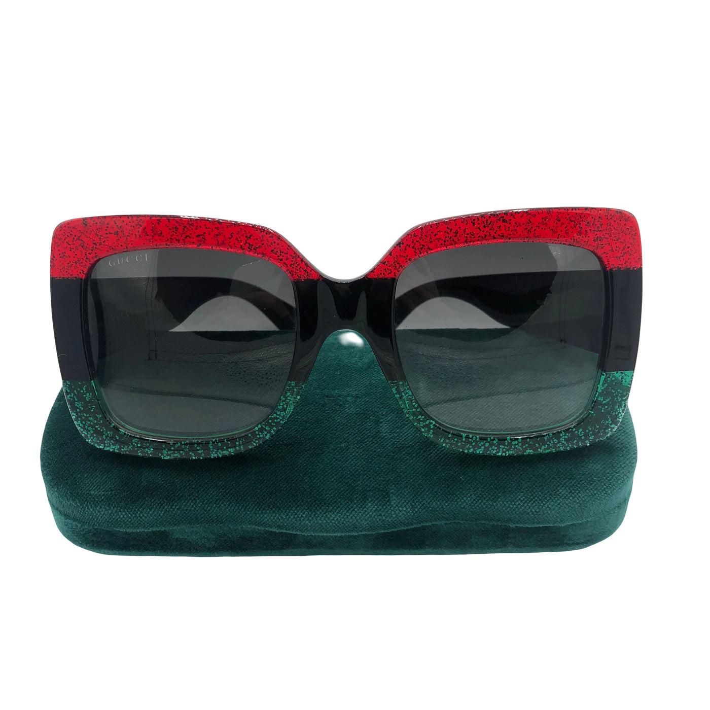 GUCCI oversized glitter red/green sunglasses