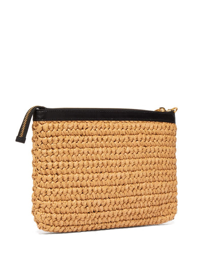 SAINT LAURENT Natural Raffia Wristlet Clutch RRP: €580