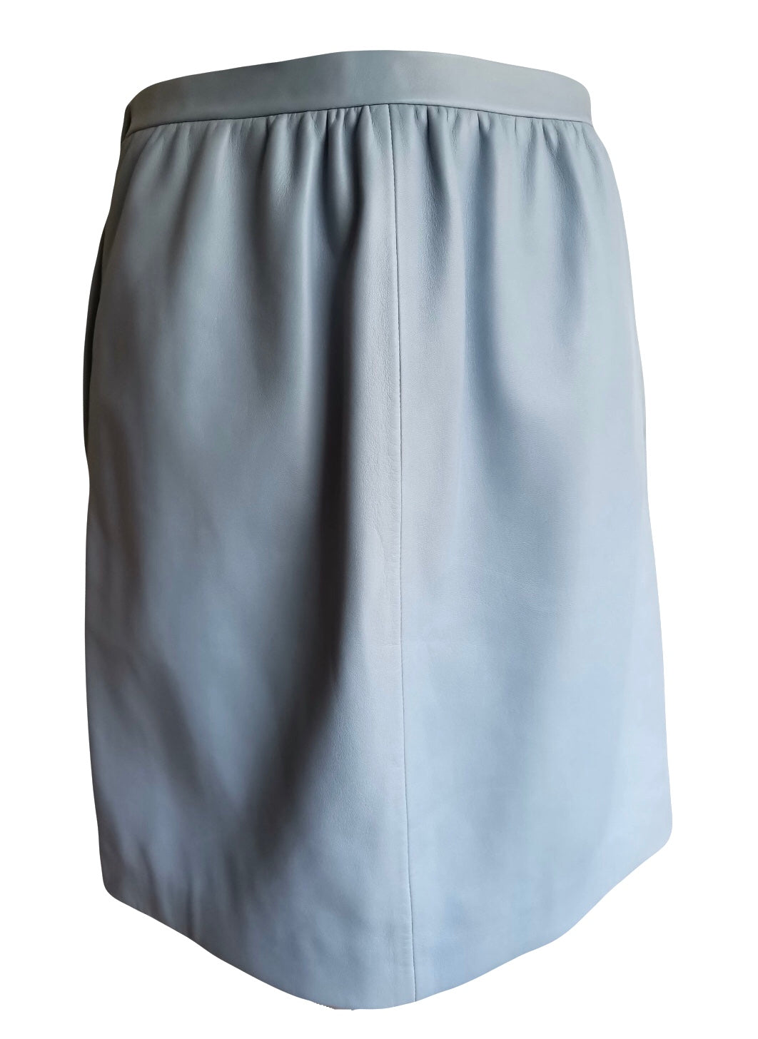 GUCCI baby blue leather skirt size 8uk