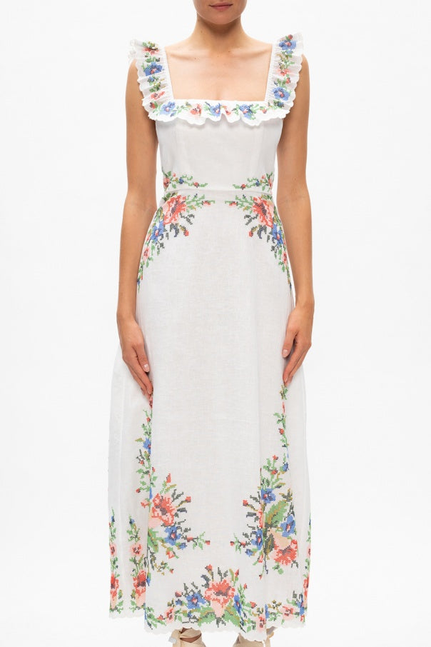 ZIMMERMANN Juliette Linen Embroidery dress RRP: $850