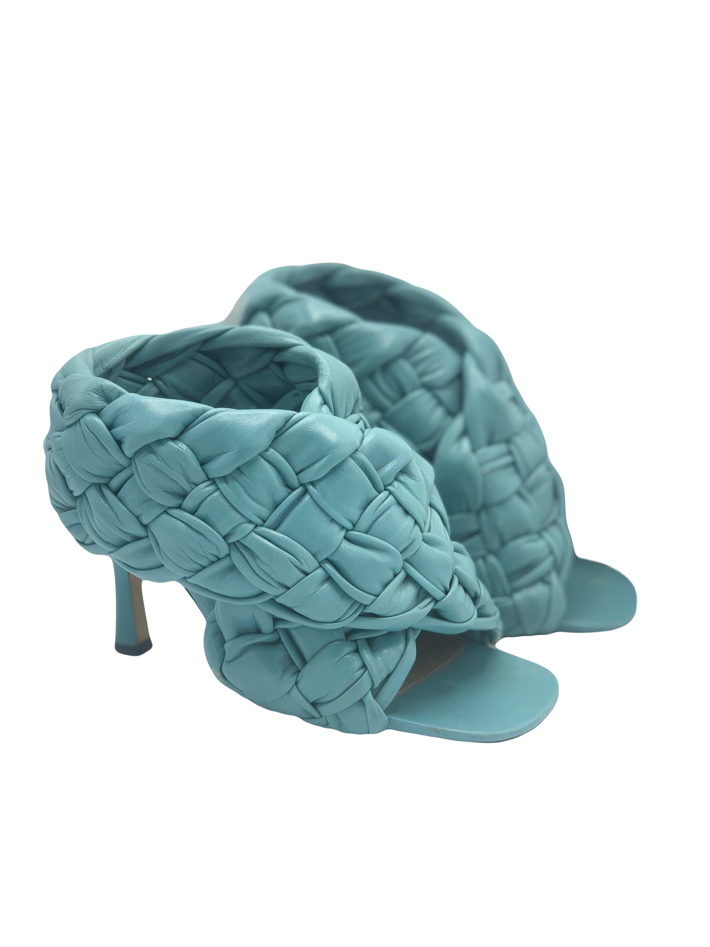 BOTTEGA VENETA Raffia blue heels size 37.5 RRP: £1202