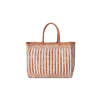 DRAGON Diffusion Small Bali Tan/white bag leather woven basket bag