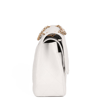 CHANEL White Double Classic Flap Jumbo with Gold Hardware RRP: £8140