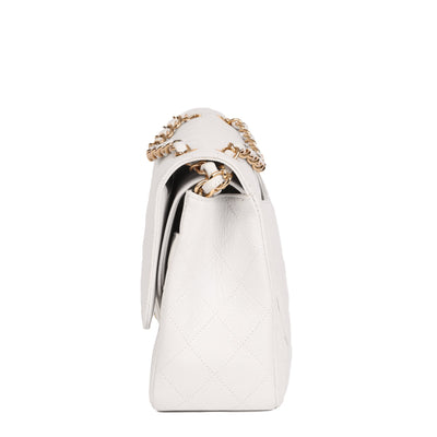 CHANEL White Double Classic Flap Jumbo with Gold Hardware RRP: £8140