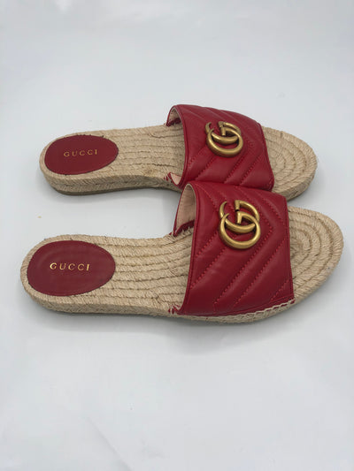 GUCCI red Marmont “GG” Slides size 37.5