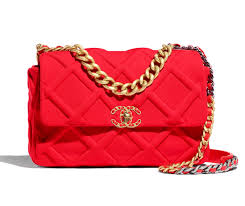 CHANEL 19 flap bag in red wool