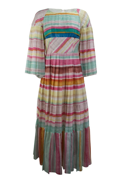 CHANEL Resort 2017 Coco-Cuba runway rainbow maxi silk dress size 42