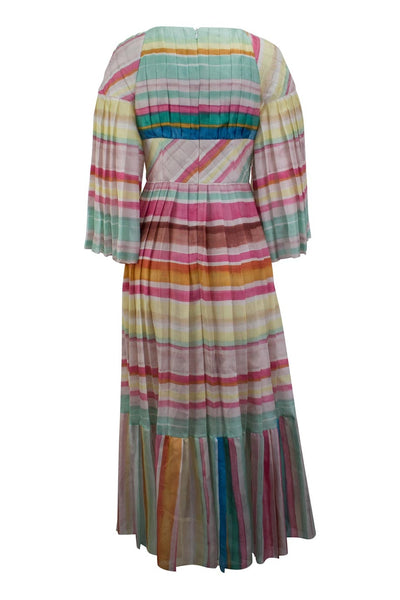 CHANEL Resort 2017 Coco-Cuba runway rainbow maxi silk dress size 42